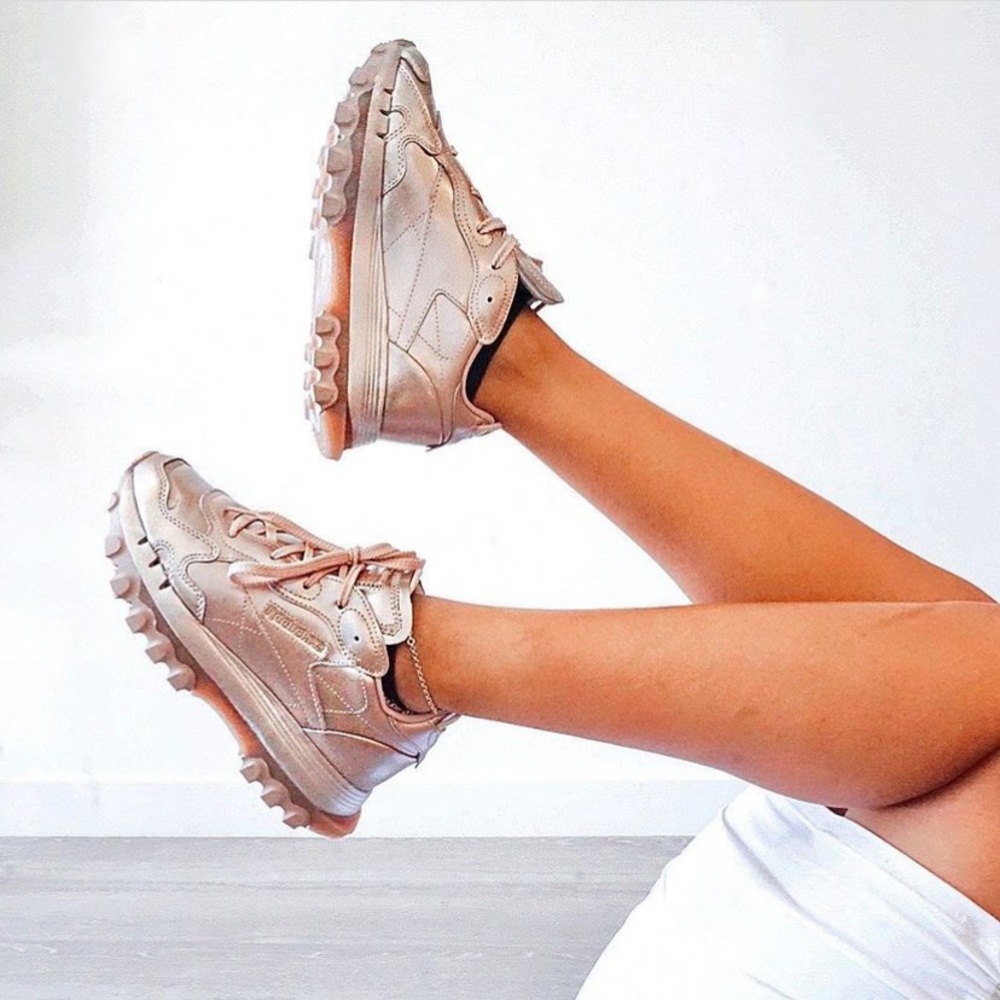 Rose Gold Cardi B Classic Leather Women's Sneakers